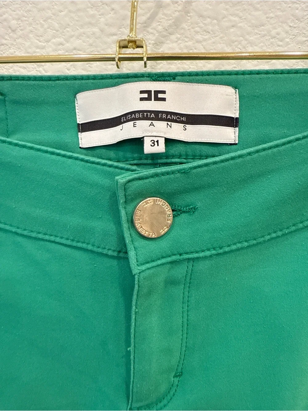 Elisabetta Franchi Jeans Green Cropped Skinny Pants Italy Women’s 31 Designer - Picture 3 of 7